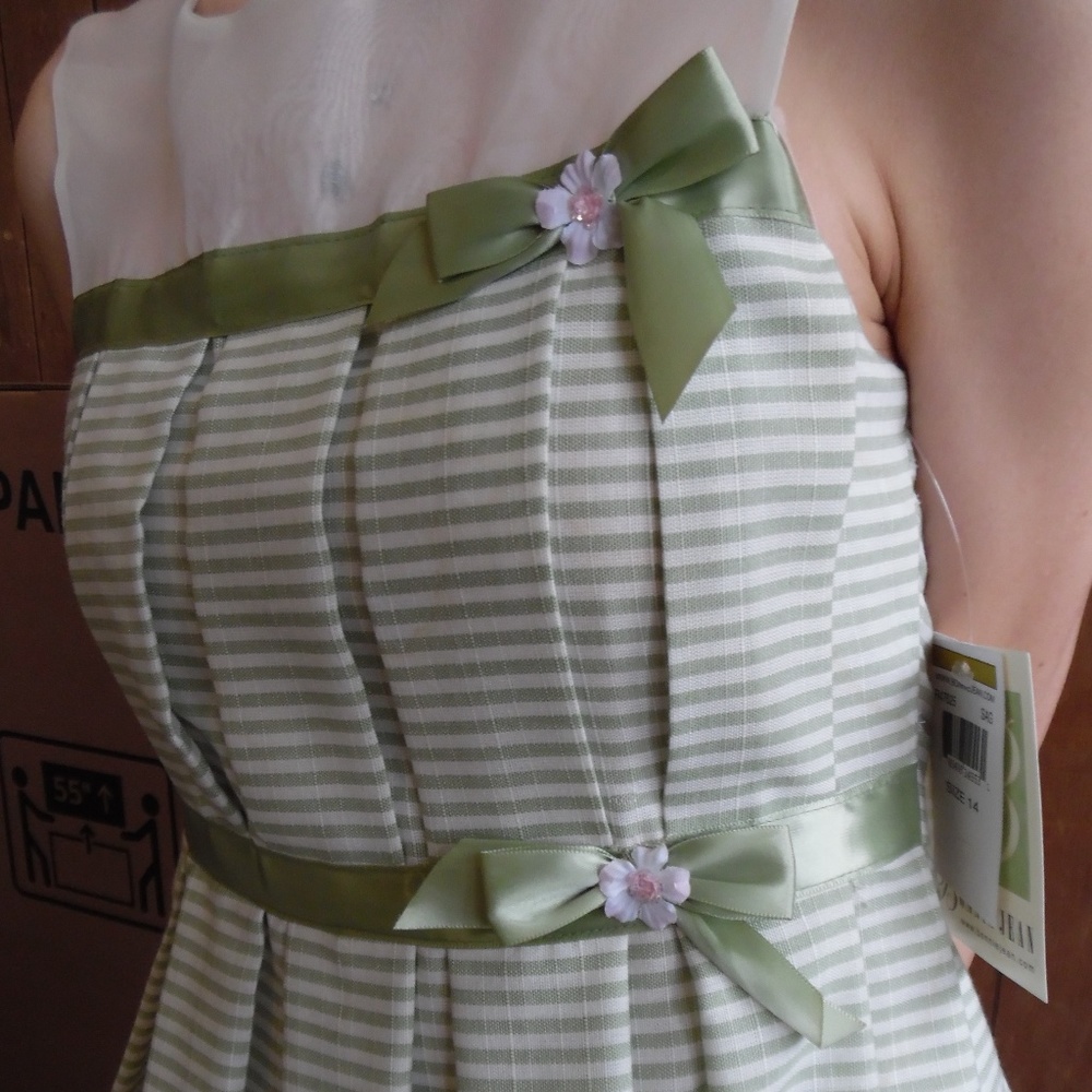 Green Striped Spring Dress - Picture 6 of 8